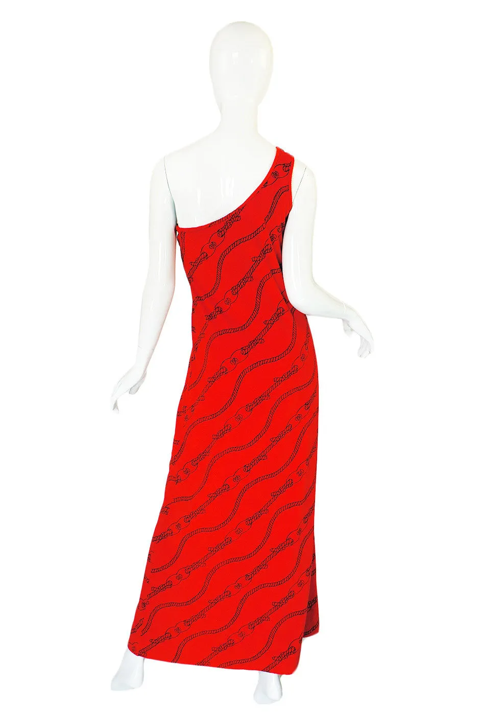 1970s Gucci One Shoulder Maxi Dress