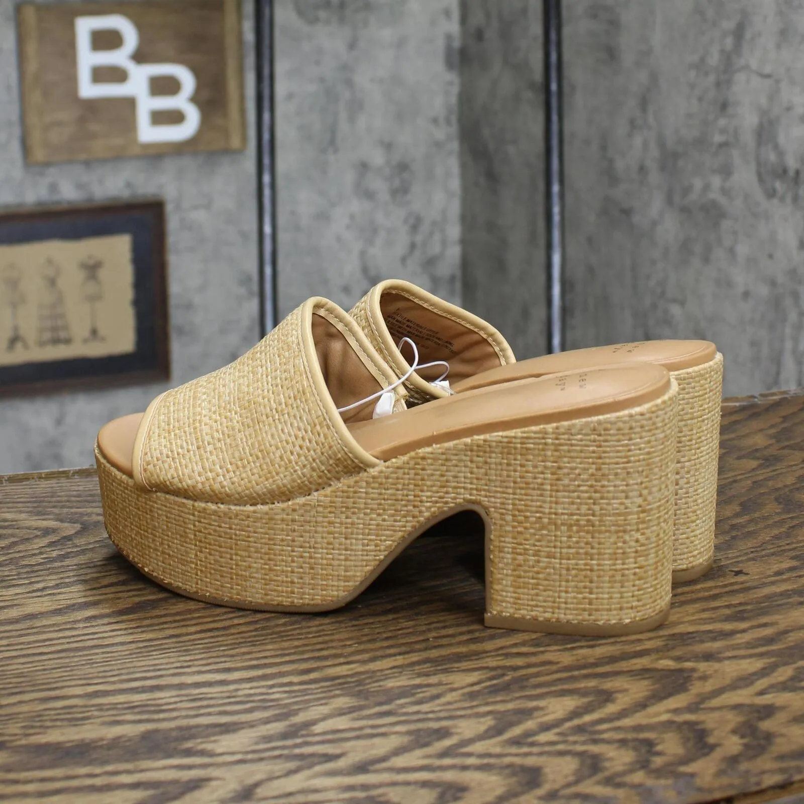 A New Day Womens Block Clogs Woven Heels 166cb0a976ecbd Brown 8M