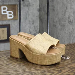 A New Day Womens Block Clogs Woven Heels 166cb0a976ecbd Brown 8M