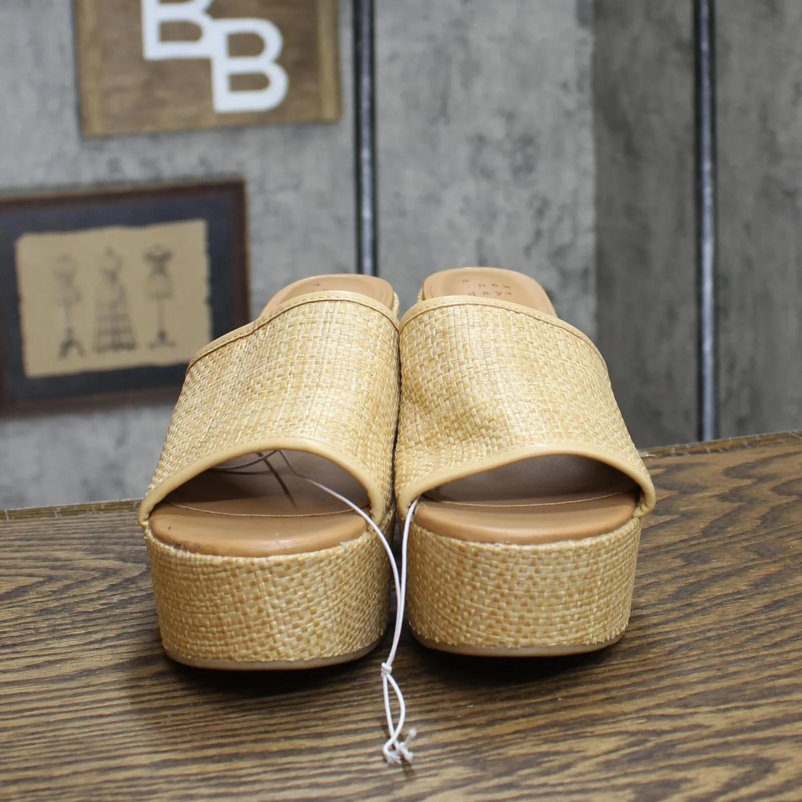 A New Day Womens Block Clogs Woven Heels 166cb0a976ecbd Brown 8M