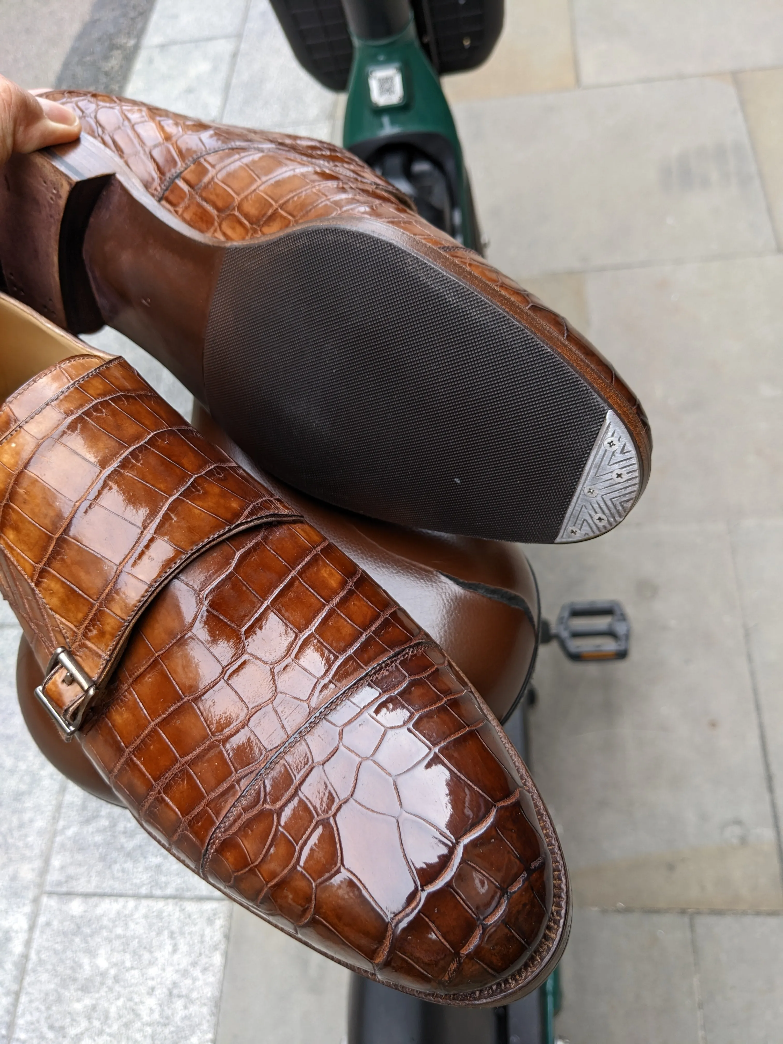 Ascot Double Monk - Tabacco Crocodile