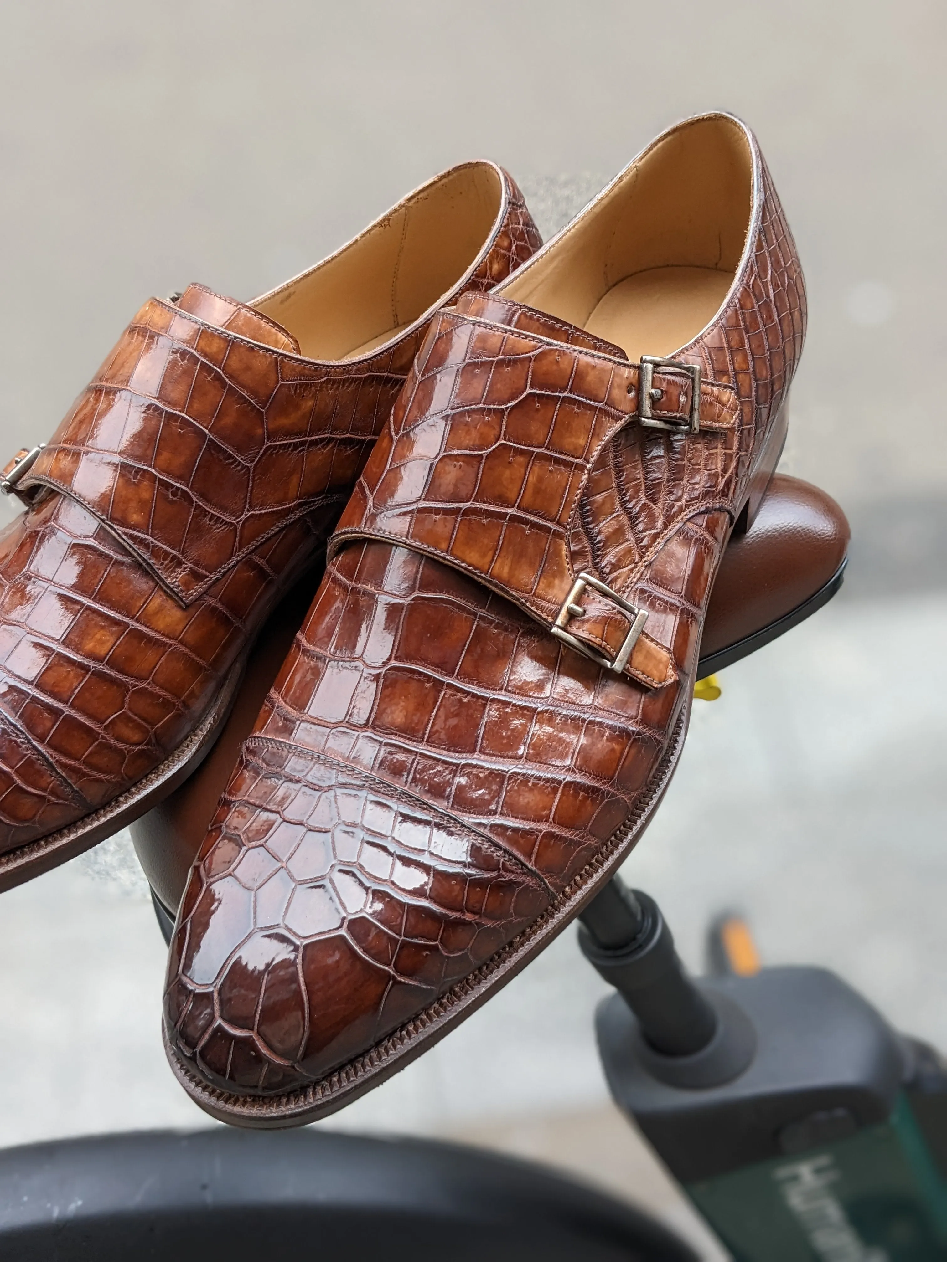 Ascot Double Monk - Tabacco Crocodile