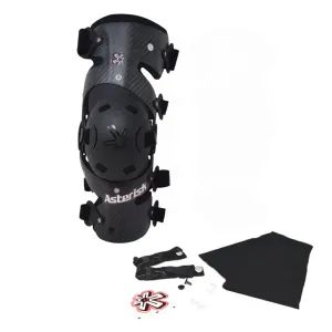 Asterisk Carbon Cell One - Advanced Knee Protector Brace (Right Only) for Motocross, Snowboarding, Wakeboarding, Off-Roading, Football, & More - Size Medium