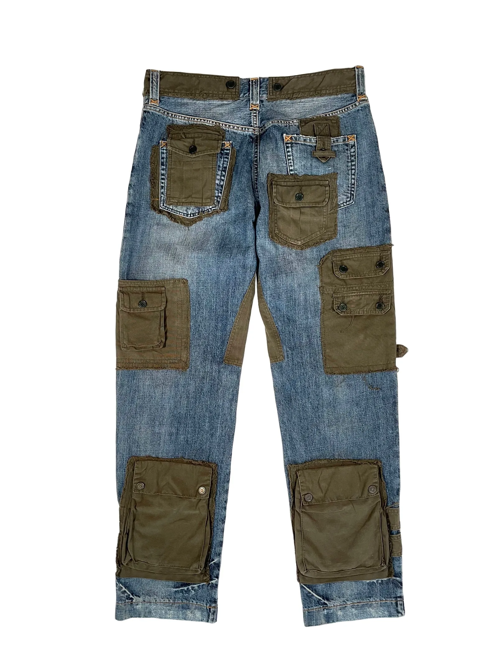 AW2005 Dolce & Gabbana hybrid patchwork cargo jeans
