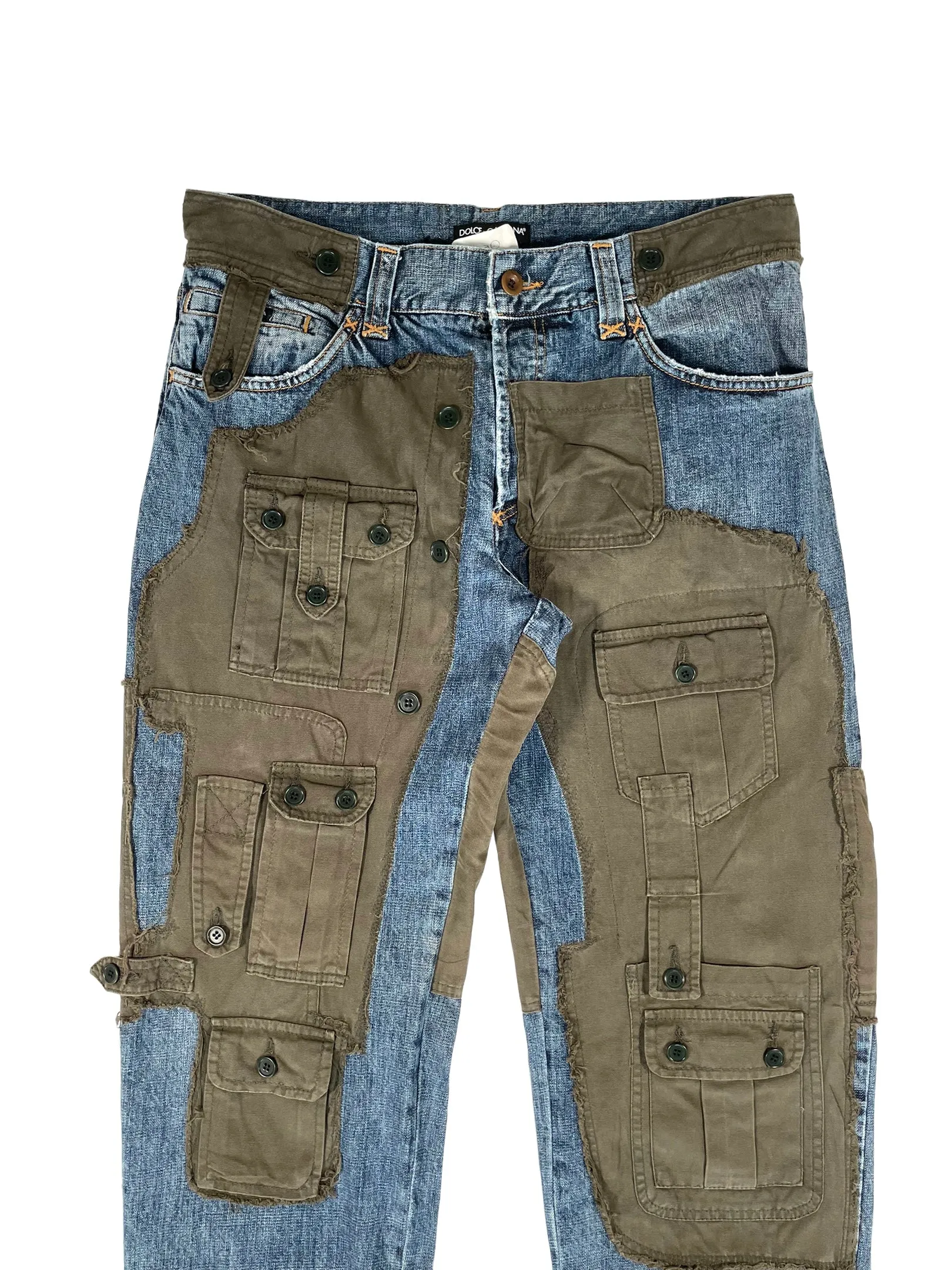 AW2005 Dolce & Gabbana hybrid patchwork cargo jeans