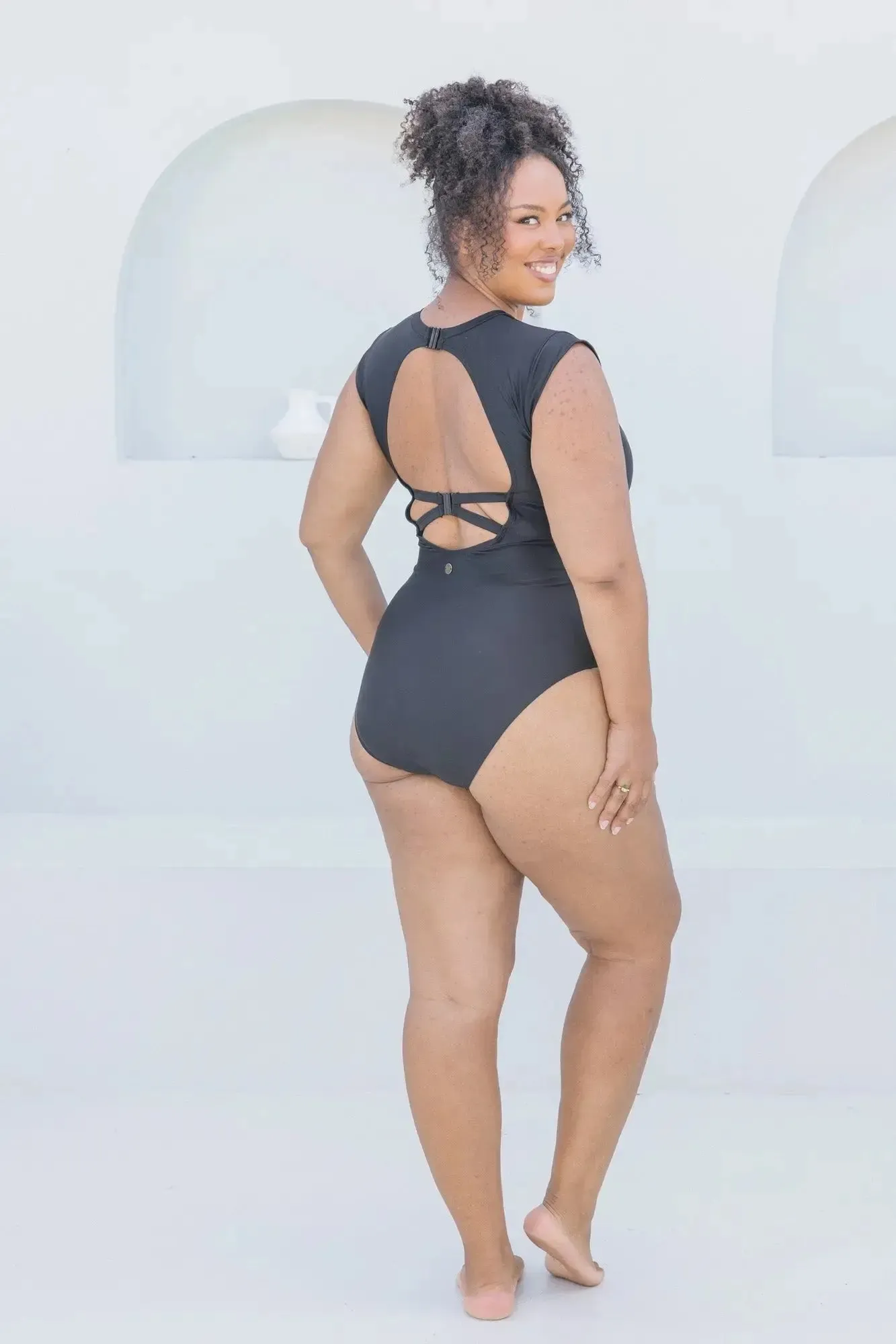Black Cap Sleeve One Piece