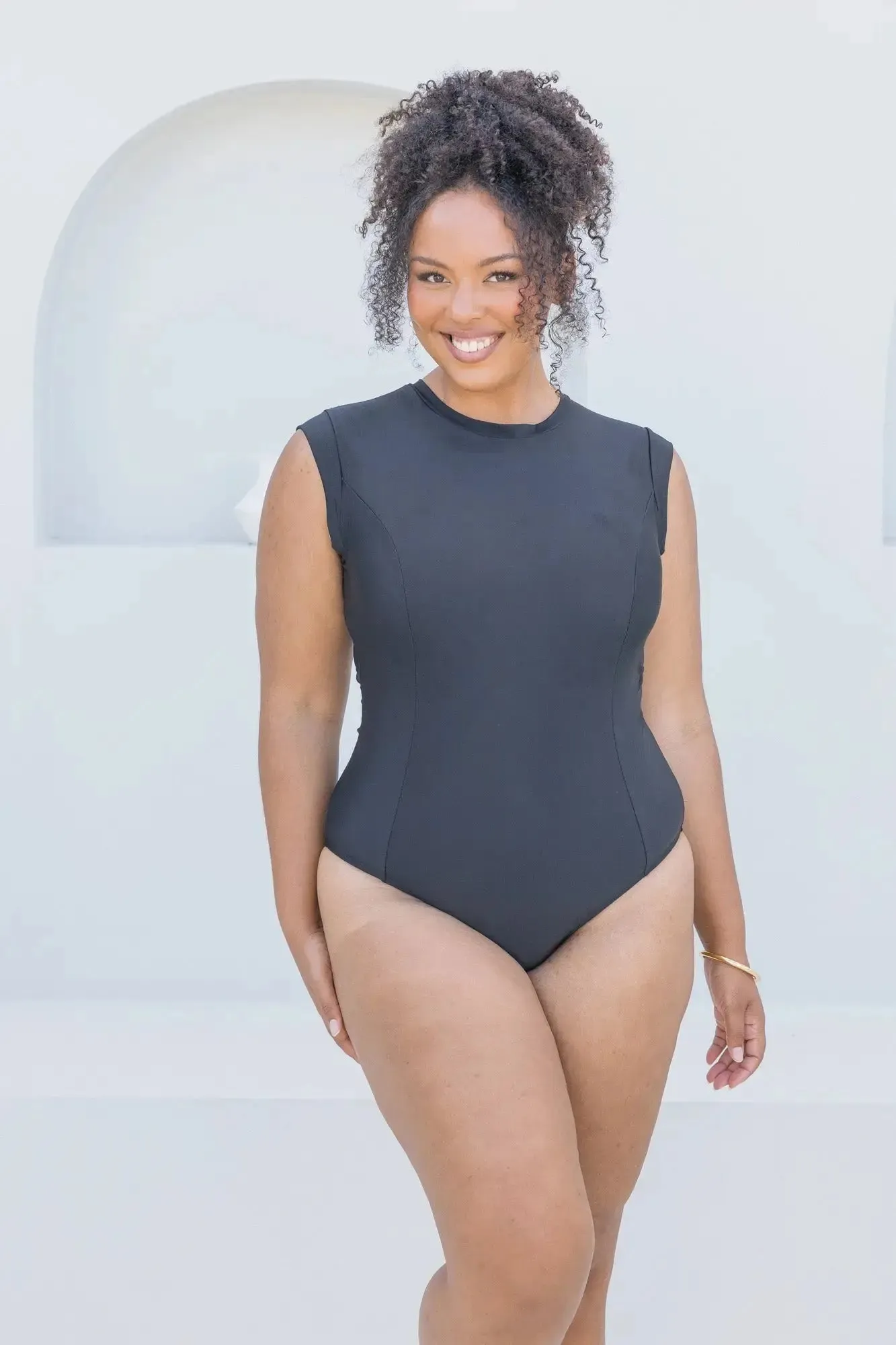Black Cap Sleeve One Piece