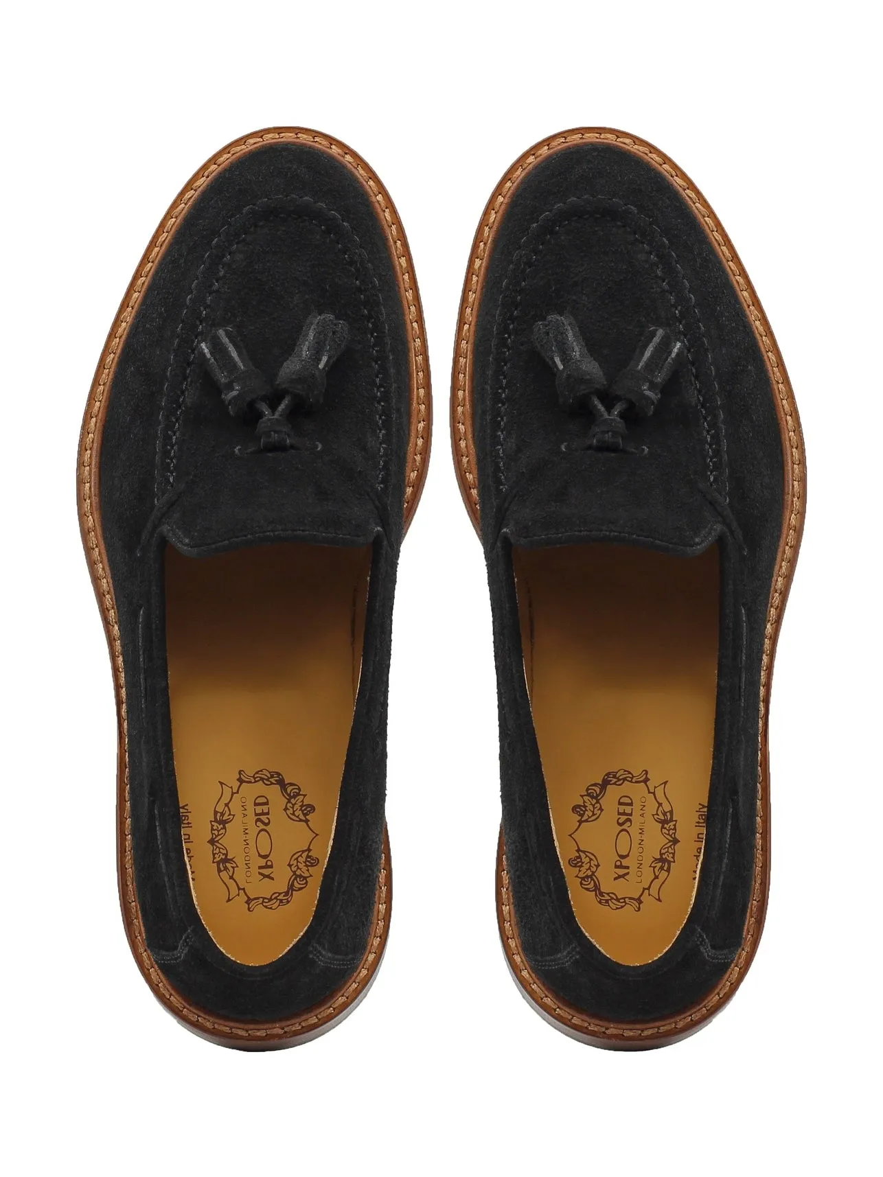 BLACK ITALIAN SUEDE TASSEL LOAFER