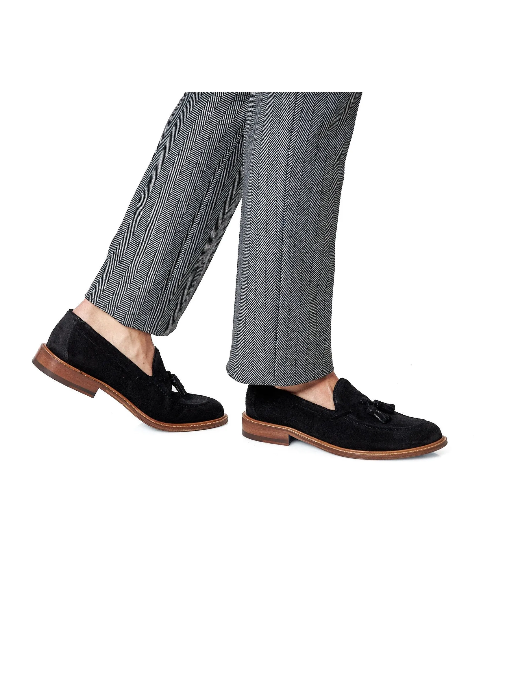 BLACK ITALIAN SUEDE TASSEL LOAFER