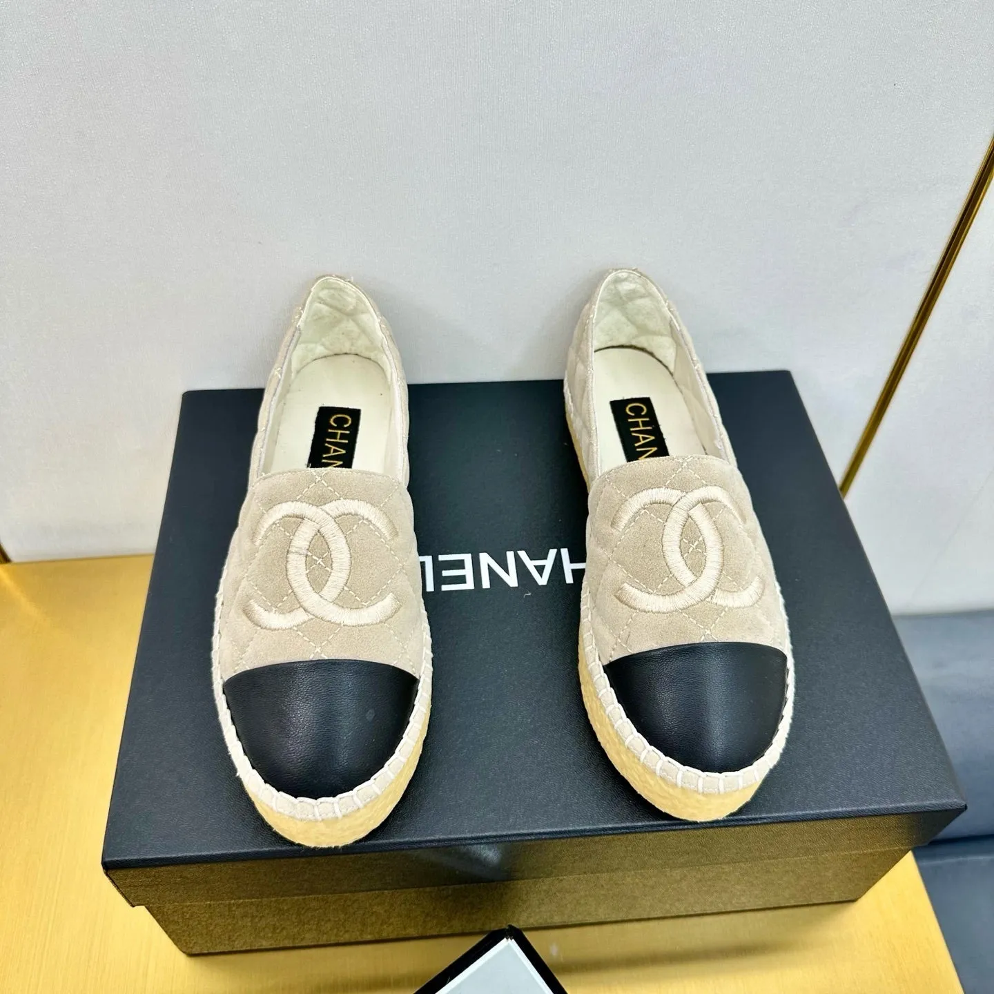 CC 25s Slip–on Espadrilles Beige Velvet 297828