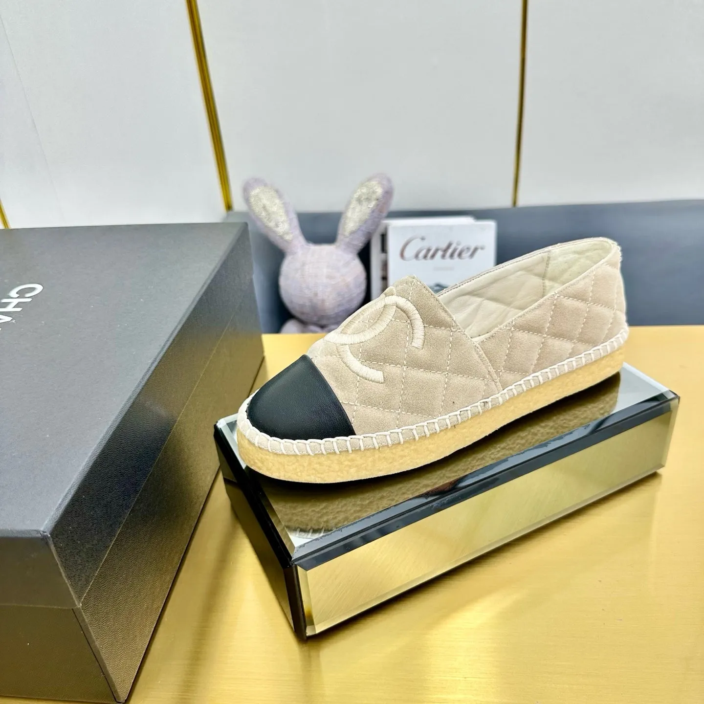 CC 25s Slip–on Espadrilles Beige Velvet 297828