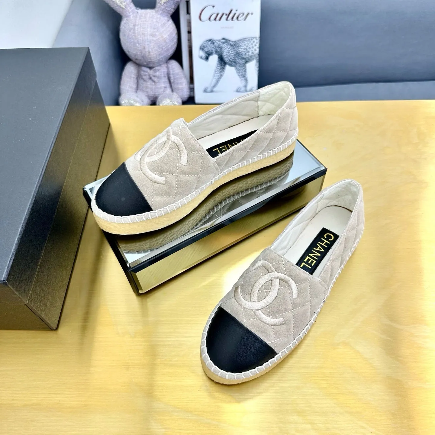 CC 25s Slip–on Espadrilles Beige Velvet 297828