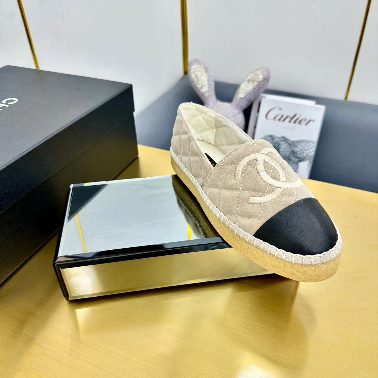 CC 25s Slip–on Espadrilles Beige Velvet 297828