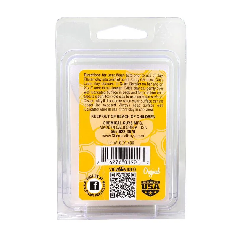 Chemical Guys OG Light/Medium Duty Clay Bar, Yellow, 100g