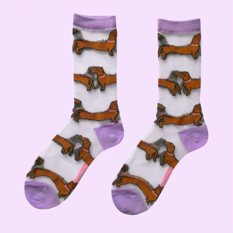 Durchsichtige Socken "Dackel"