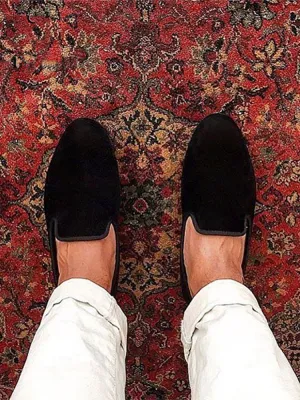 European and American star smoking shoes velvet loafers men's shoes nesting wedding men's shoes casual shoes trendy low-top shoes