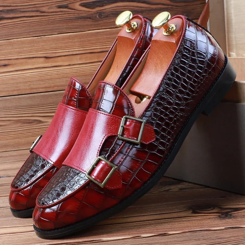 Fashion Pointed Crocodile Pattern Men Dress Shoes