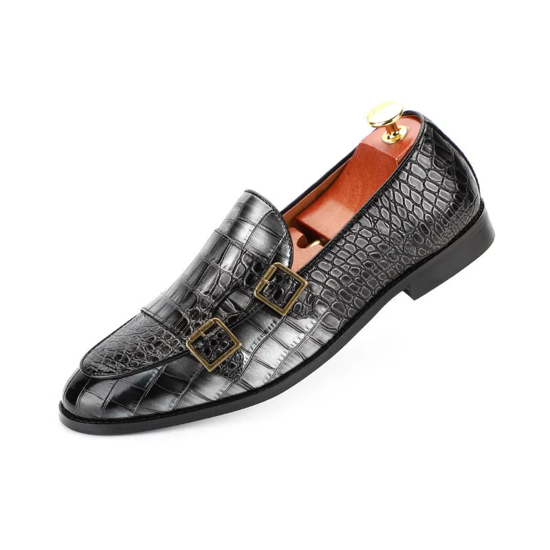 Fashion Pointed Crocodile Pattern Men Dress Shoes