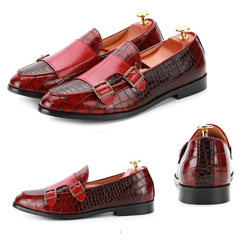 Fashion Pointed Crocodile Pattern Men Dress Shoes