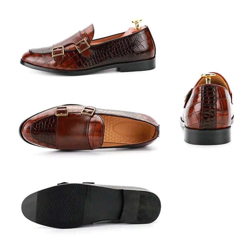 Fashion Pointed Crocodile Pattern Men Dress Shoes