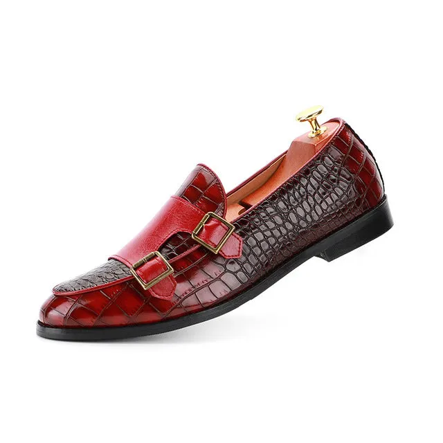 Fashion Pointed Crocodile Pattern Men Dress Shoes