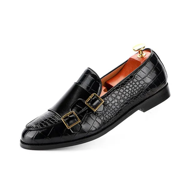 Fashion Pointed Crocodile Pattern Men Dress Shoes