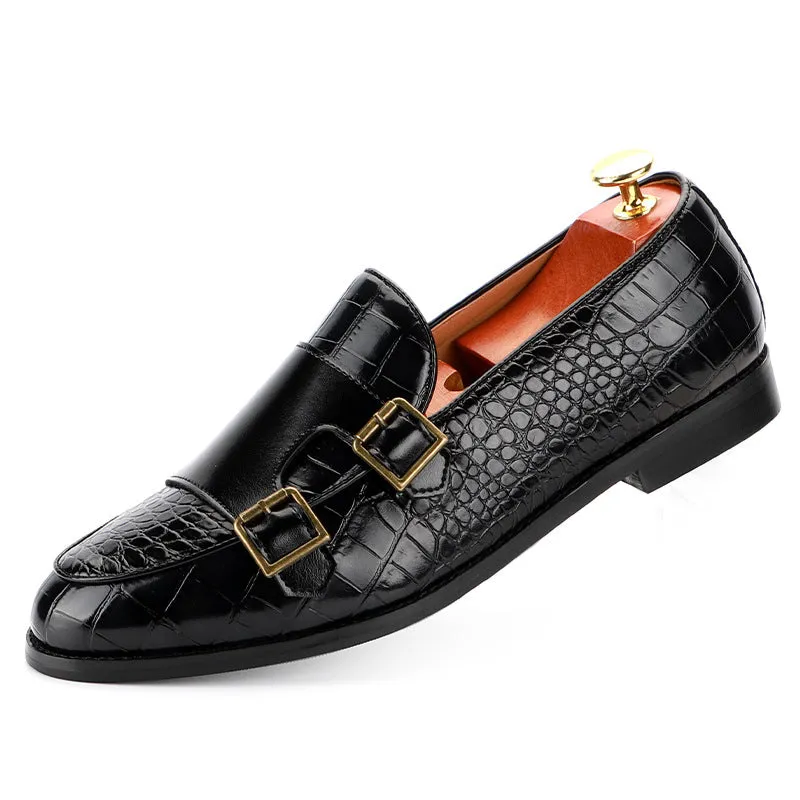 Fashion Pointed Crocodile Pattern Men Dress Shoes