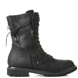 High quality lace up zipper motorcycle high men boots safety Military black wedge fashion  western knight Boots