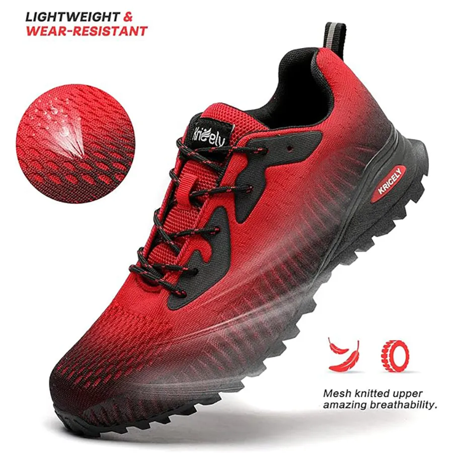 Kricely Men's Trail Running Shoes - Breathable Lightweight Hiking Sneakers with Advanced Traction Technology for Gym, Jogging & Outdoor Sports