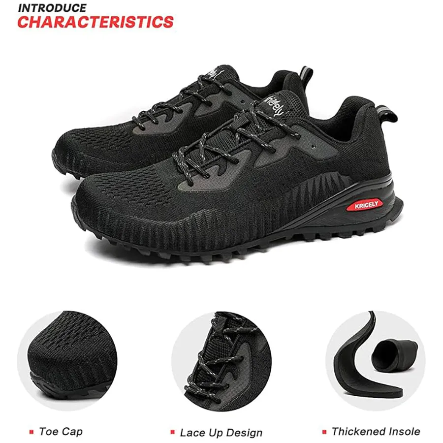 Kricely Men's Trail Running Shoes - Breathable Lightweight Hiking Sneakers with Advanced Traction Technology for Gym, Jogging & Outdoor Sports
