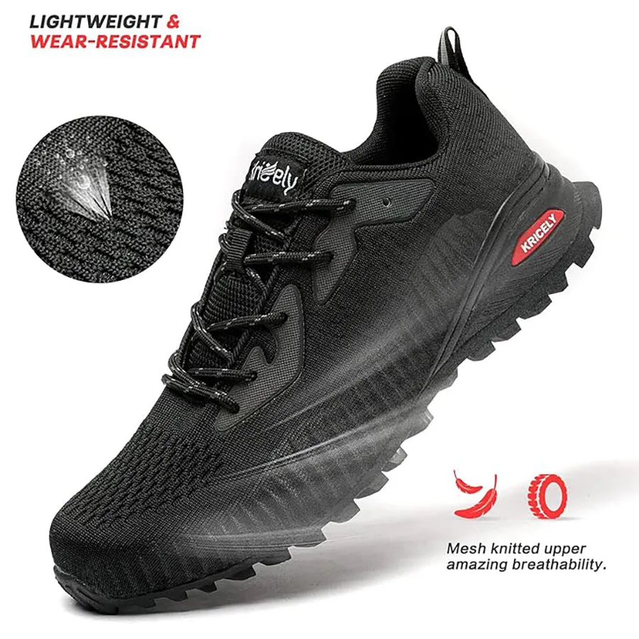 Kricely Men's Trail Running Shoes - Breathable Lightweight Hiking Sneakers with Advanced Traction Technology for Gym, Jogging & Outdoor Sports