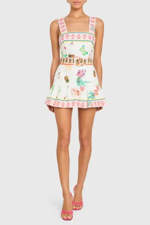Lena Skort Romper in Postcard Prints