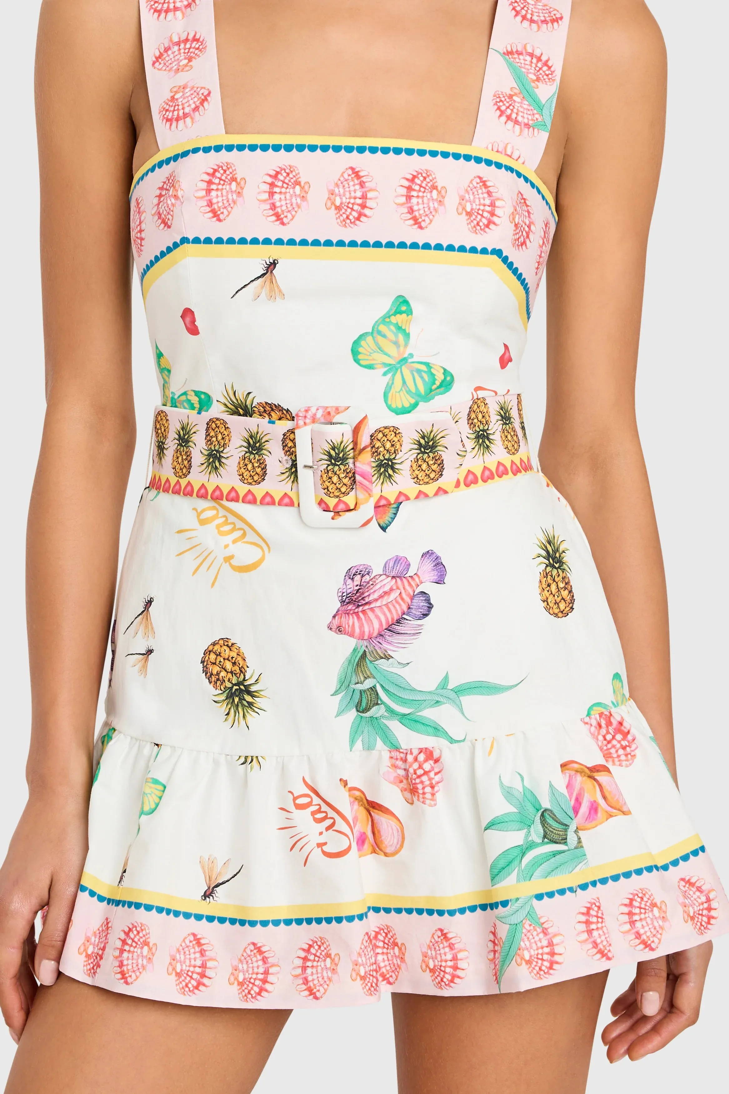 Lena Skort Romper in Postcard Prints