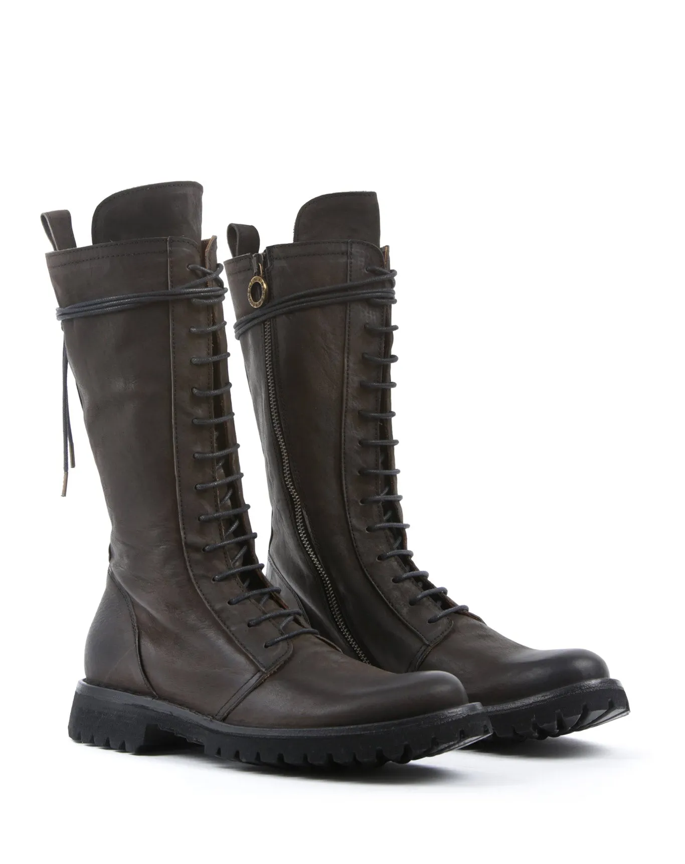 M-EGAN Brown Leather Tall Boots