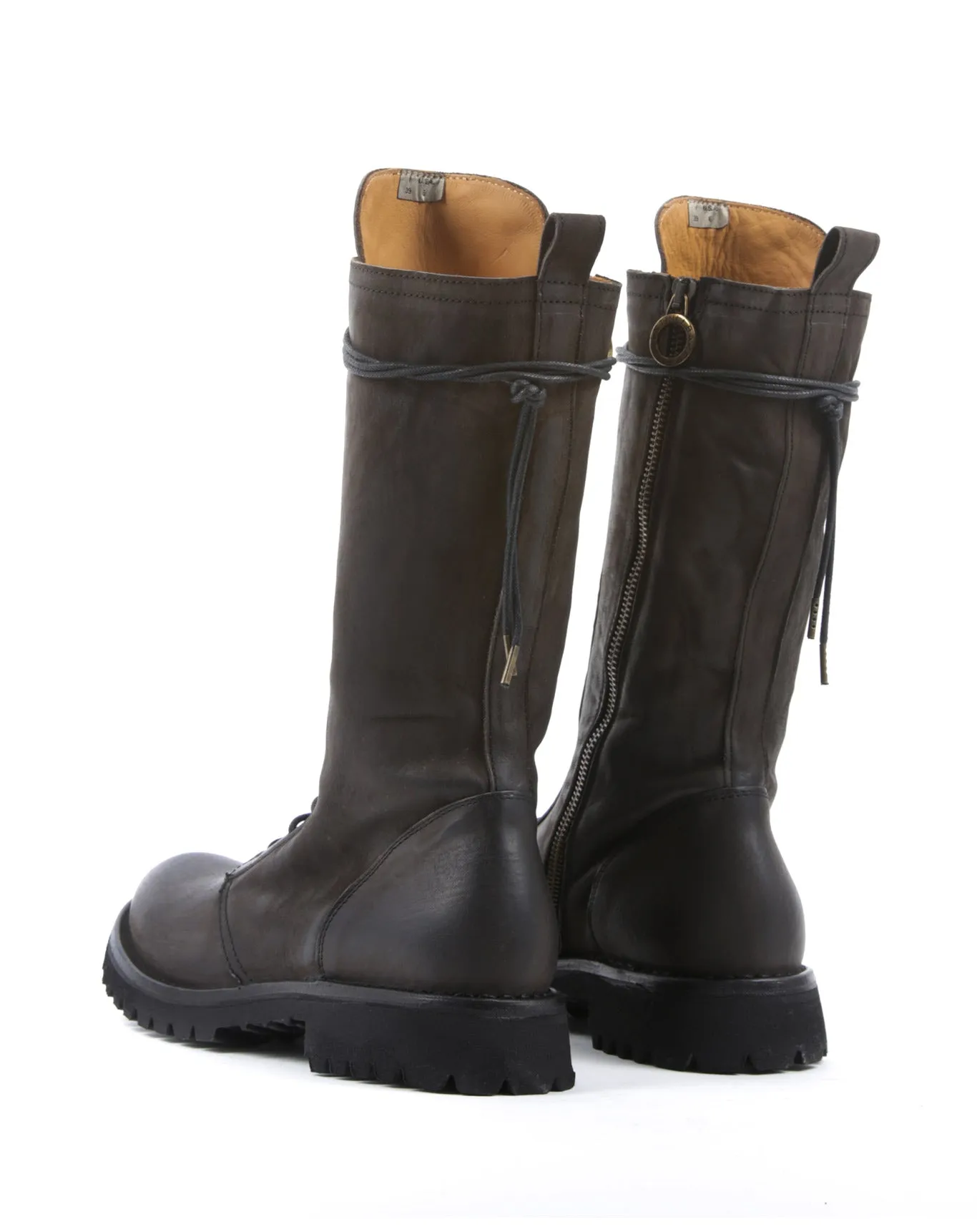 M-EGAN Brown Leather Tall Boots