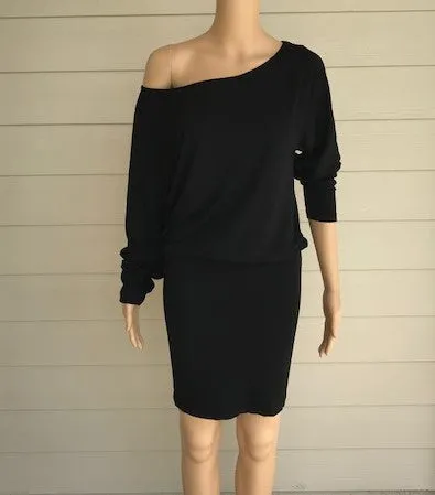 M. Rena Black Off Shoulder Dress