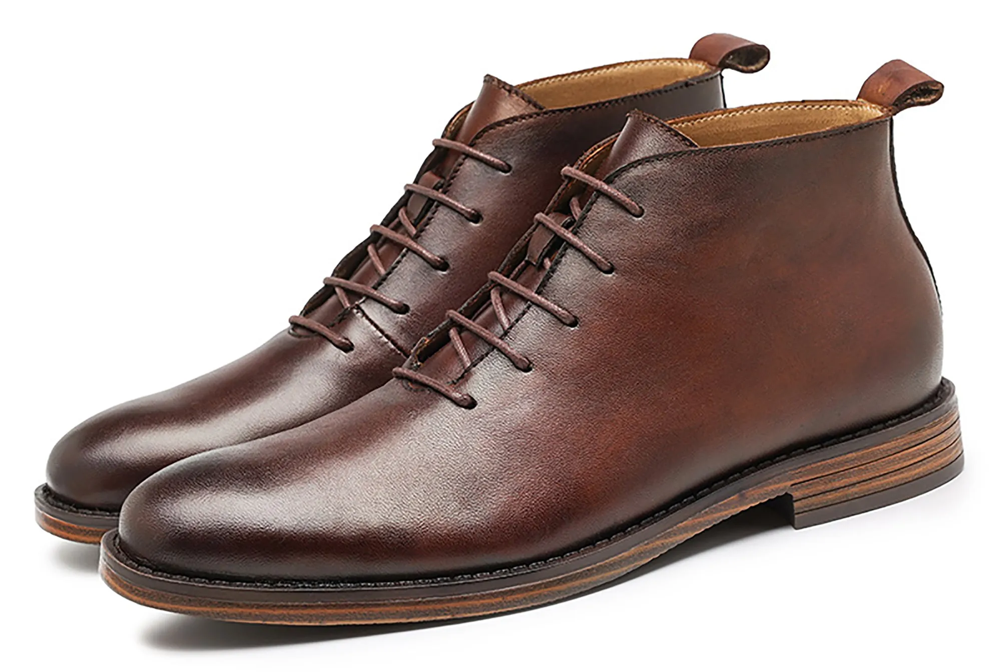 Men's Genuine Handmade Plain Toe Chukka Derby Boots