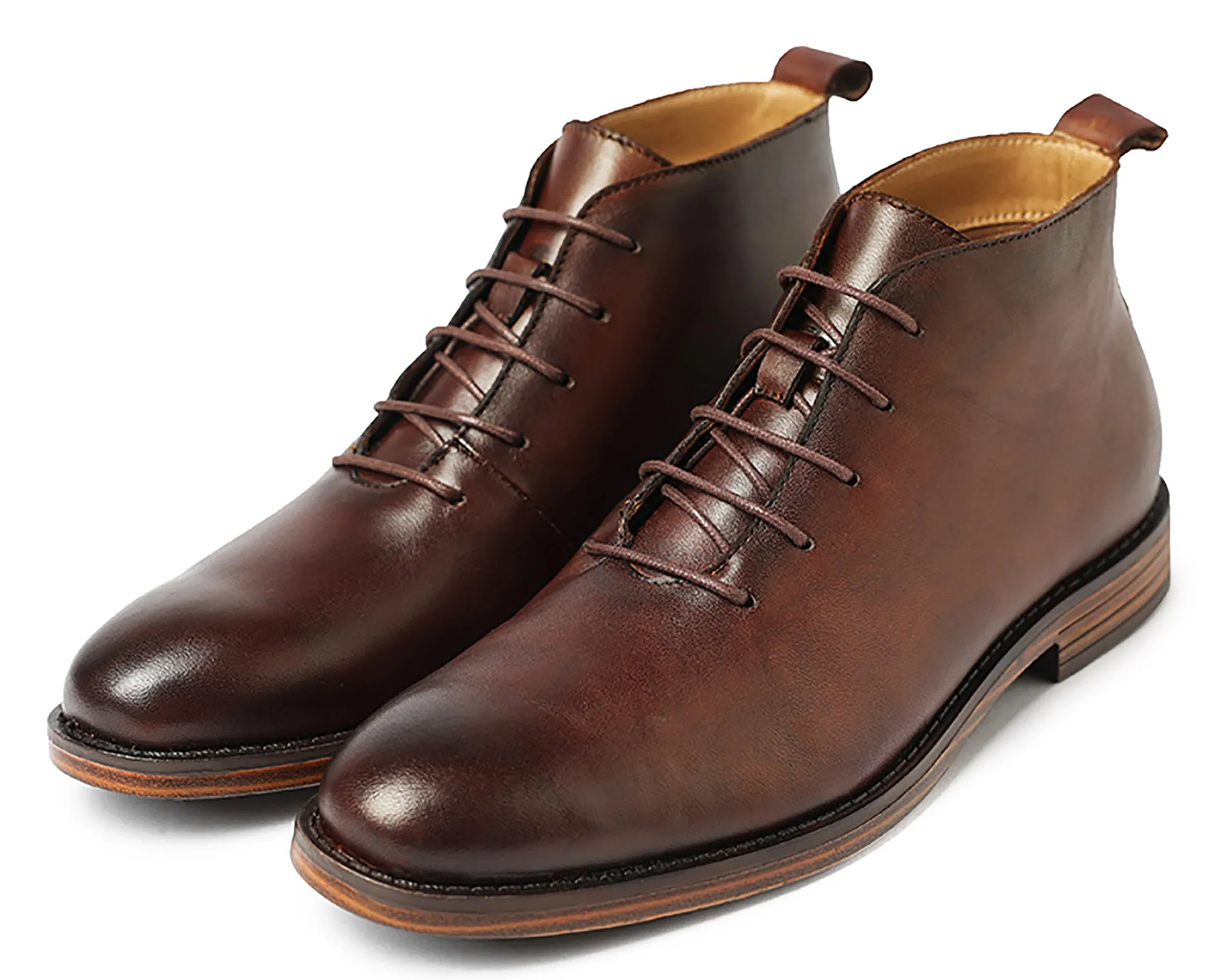 Men's Genuine Handmade Plain Toe Chukka Derby Boots
