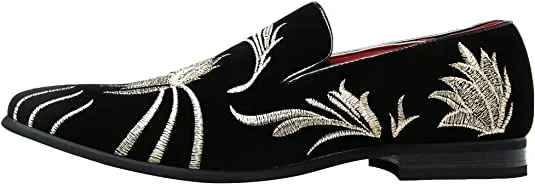 Men's Suede Embroidery Smoking Loafers