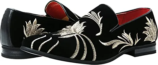Men's Suede Embroidery Smoking Loafers