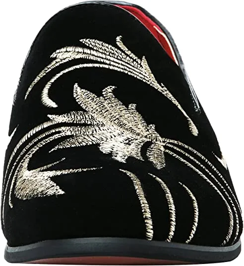 Men's Suede Embroidery Smoking Loafers