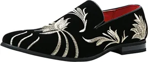 Men's Suede Embroidery Smoking Loafers