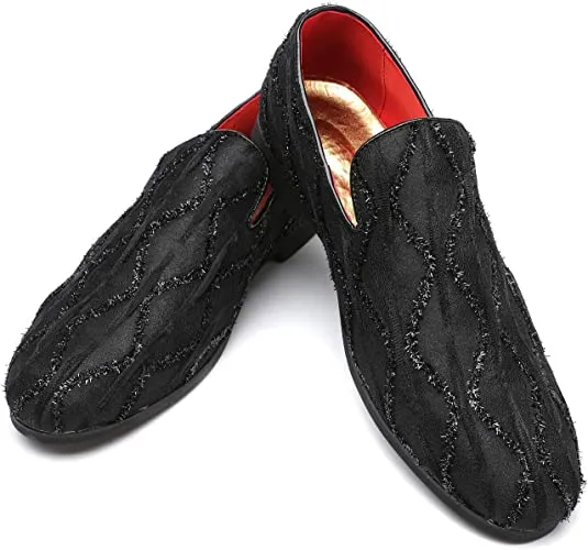 Men's Suede Glitter Smoking Loafers