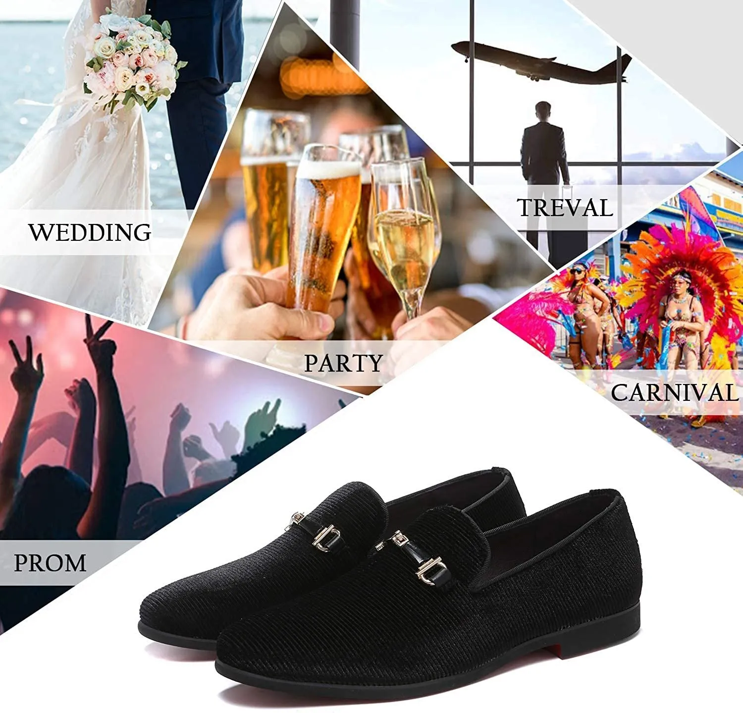NXY Black Loafers Men丨Men's Penny Loafers &amp; Velvet Loafers Men - Fashion Formal Buckle Casual Dress Shoes