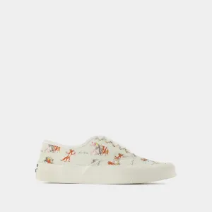 Oly Flower Fox Sneakers in White Cotton