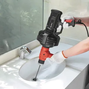 Premium Handheld Electric Drain Pipe Plumbing Snake Auger 25FT