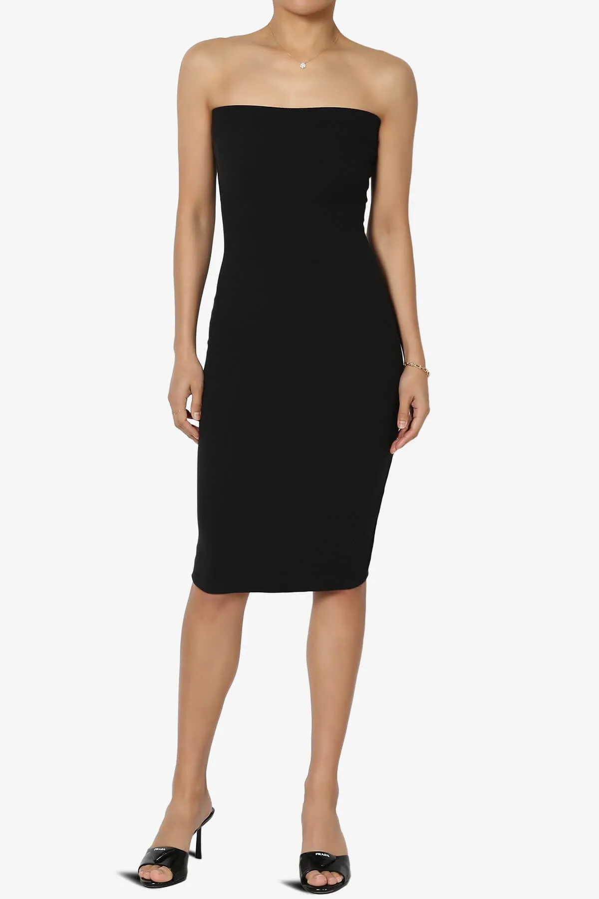 Rebecka Strapless Ribbed Bodycon Midi Dress