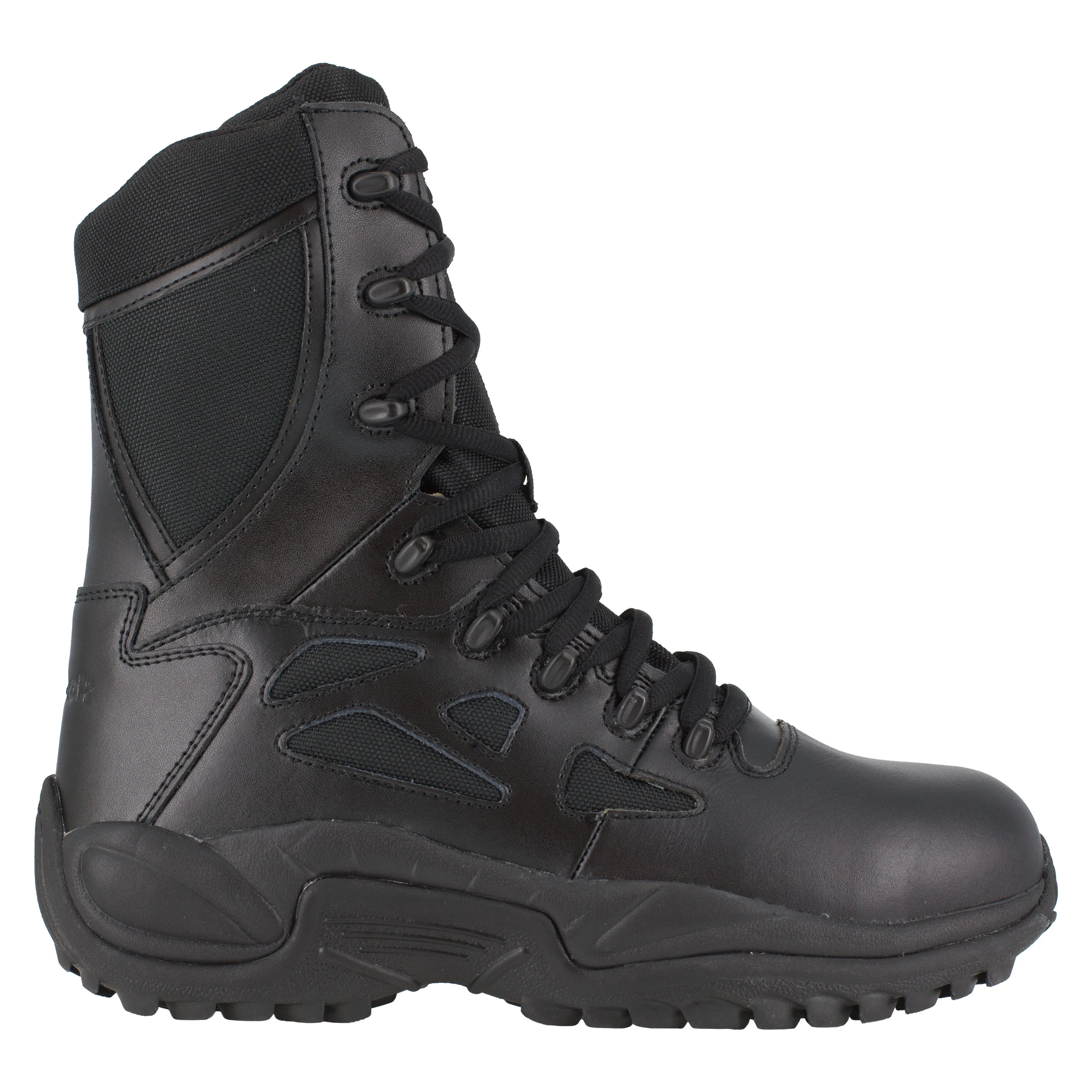Reebok Men's Rapid Response RB 8" Comp Toe Side Zip Police Duty Boot - Black - RB8874