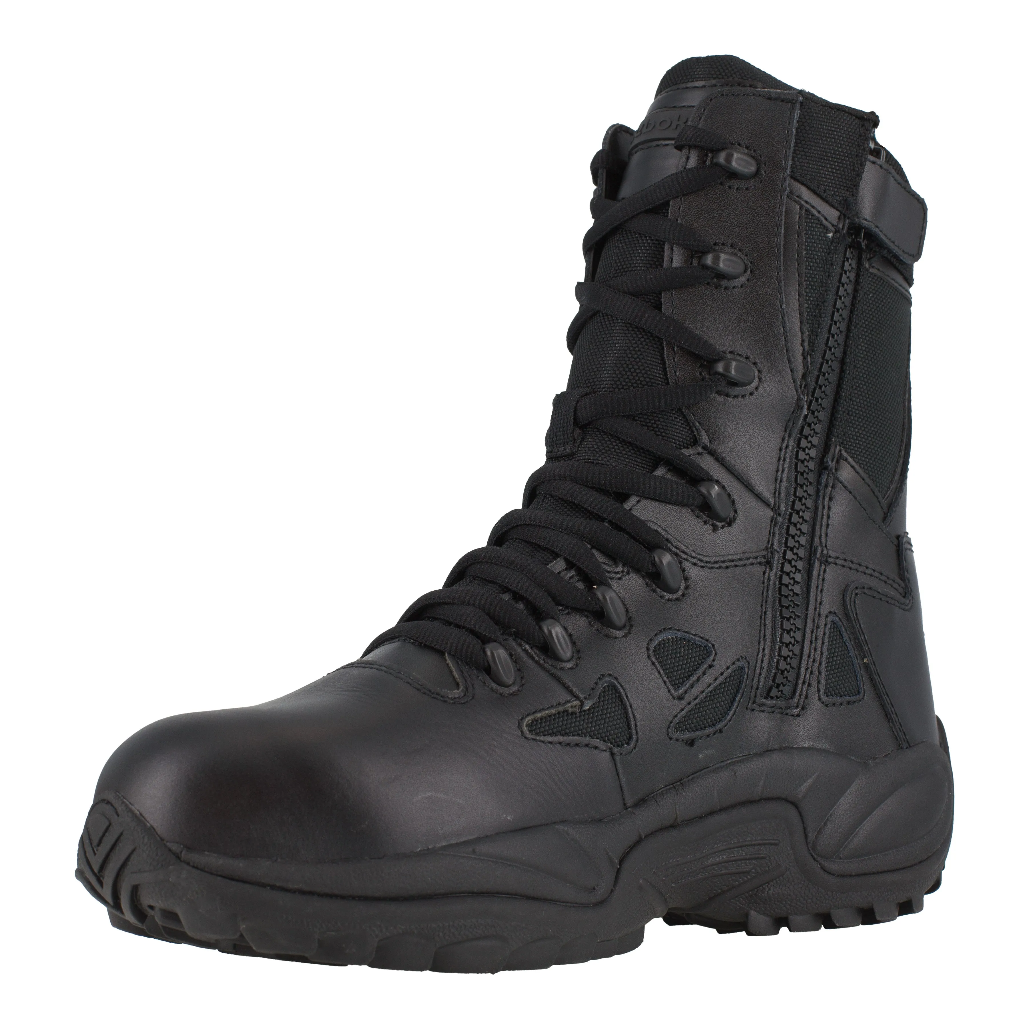 Reebok Men's Rapid Response RB 8" Comp Toe Side Zip Police Duty Boot - Black - RB8874
