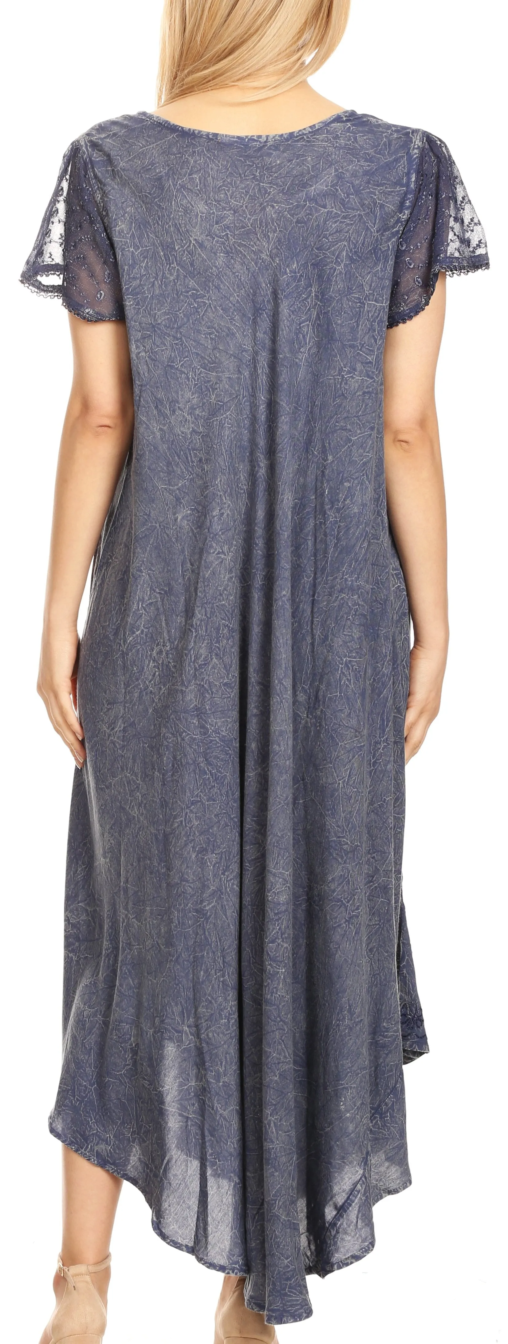 Sakkas Dalida Women's Short Sleeve Corset Tie dye Embroidered Flared Dress